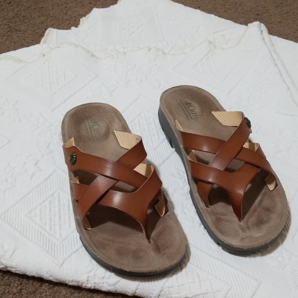 Tan Strappy Thong Sandals